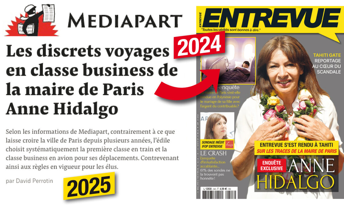 Voyages d'Anne Hidalgo en classe business: Mediapart confirme (sans nous citer) les révélations d'Entrevue publiées en janvier 2024. (DR)