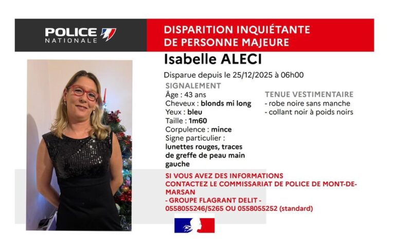 Disparition inquiétante à Mont-de-Marsan,la police lance un appel à témoins pour retrouver une femme de 43 ans