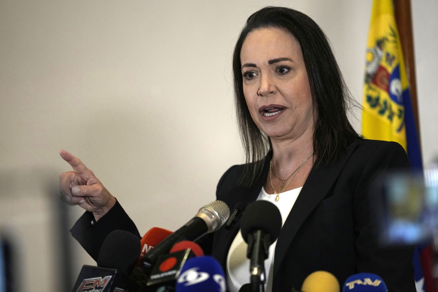 Maria Corina Machado, prix Nobel de la paix et opposante de Maduro, envisage un retour rapide au Venezuela. (AP)