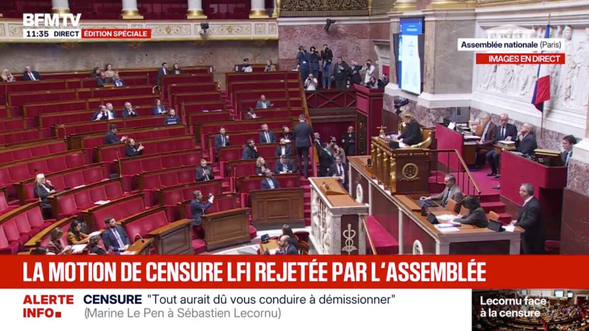 Assemblée nationale: les motions de censure du RN et de LFI rejetées. (Capture d'écran BFMTV)