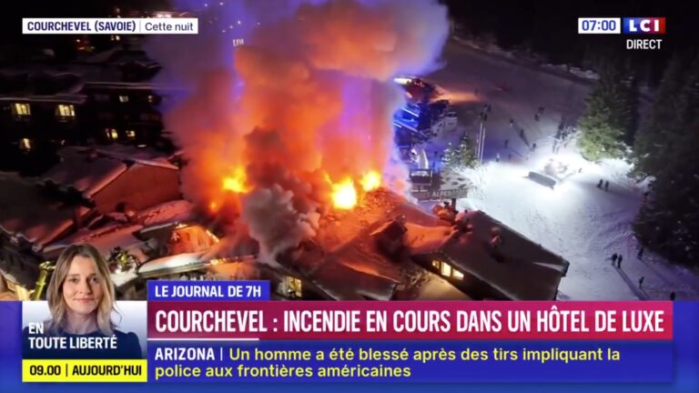 Incendie spectaculaire à Courchevel : un hôtel de luxe évacué en urgence. (Capture d'écran LCI)