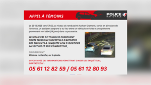 Toulouse : une mère de famille et son nourrisson percutés sur un passage piéton, chauffard en fuite, un appel à témoins lancé