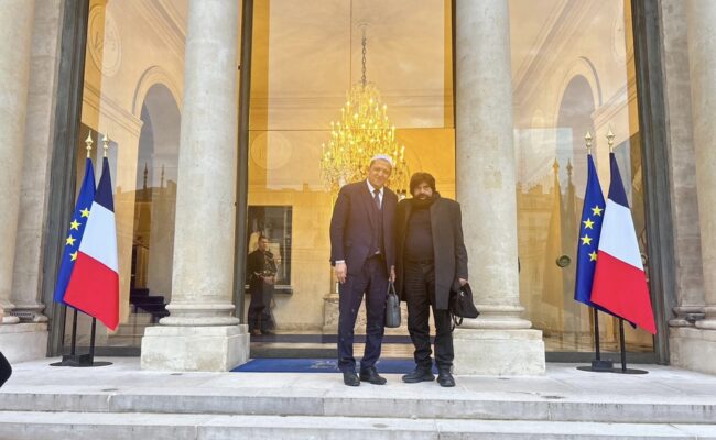 Marek Halter et Hassan Chalghoumi reçus à l’Élysée pour promouvoir le dialogue et la cohésion nationale. (DR)