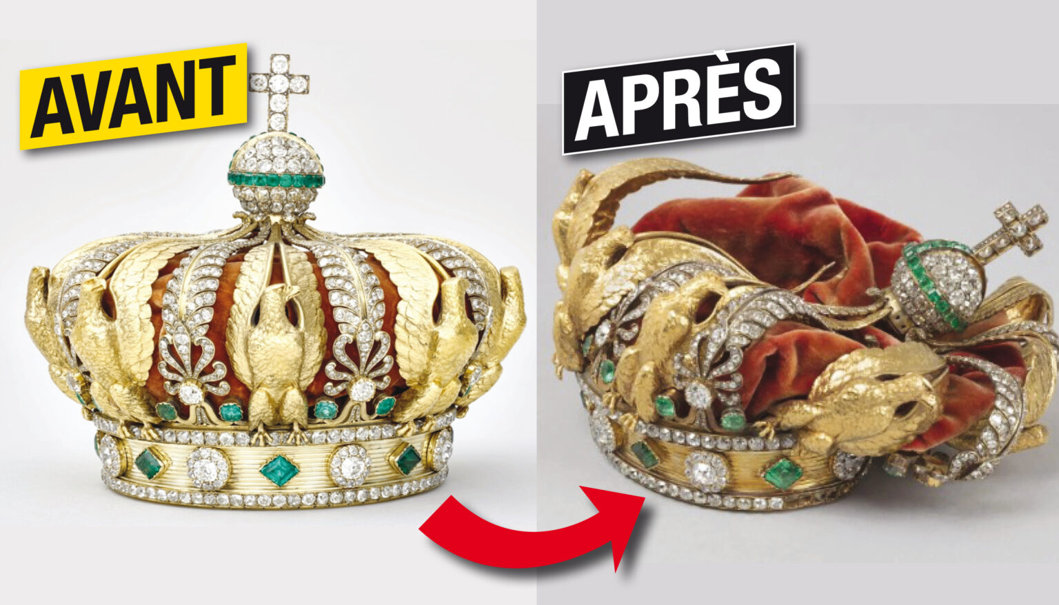Le Louvre publie des photos de la couronne d’Eugénie endommagée. (Louvre, Entrevue)
