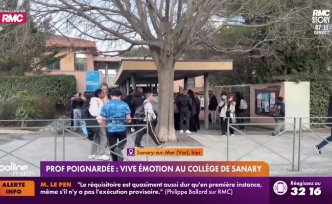 Sanary‑sur‑Mer: la professeure poignardée garde un pronostic vital engagé, l’élève de 14 ans en garde à vue. (Capture d'écran RMC Story)