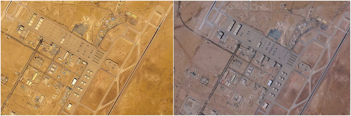 Satellite images reveal increased air support at a Saudi base used by the United States.