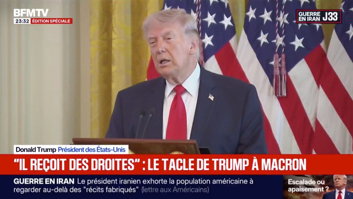 VIDÉO - Trump: "Macron se fait maltraiter par sa femme. Il est encore en train de se remettre d'une droite dans la mâchoire."