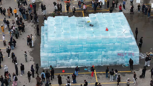 Drake hides the release date of ICEMAN in a giant block of ice in Toronto