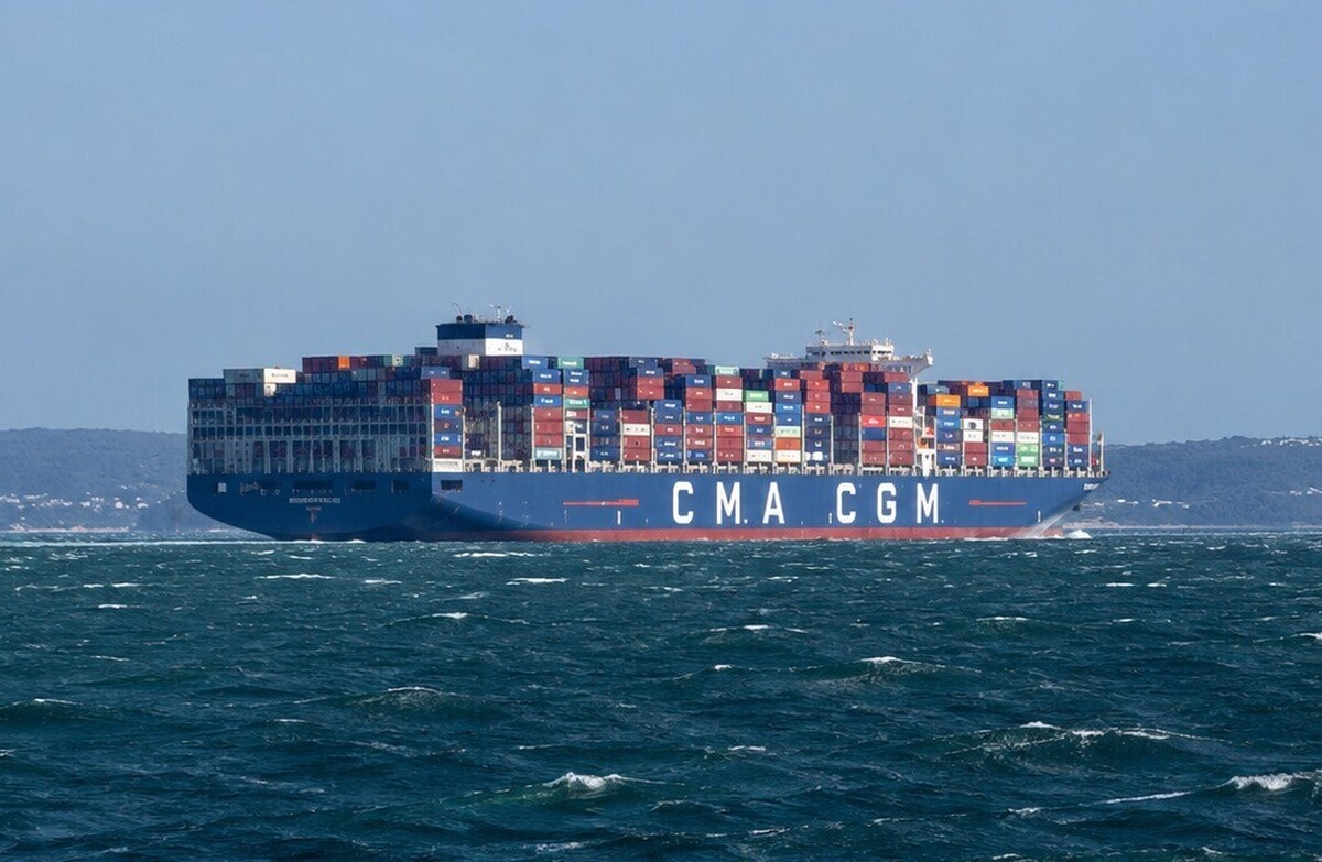 A French cargo ship was hit by a projectile in the Strait of Hormuz, injuring several sailors.