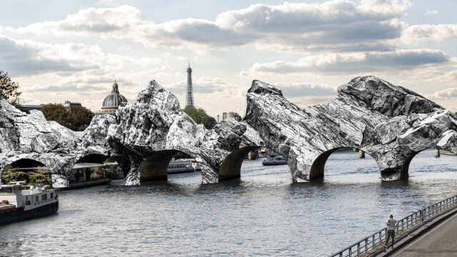 JR transforme le Pont-Neuf en immense grotte immersive JR transforme le Pont-Neuf en immense grotte immersive