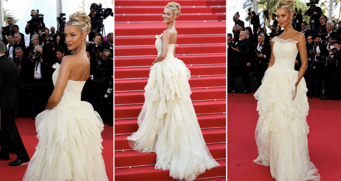 Miss Univers Victoria Kjær Theilvig illumine Cannes habillée en Christophe Guillarmé