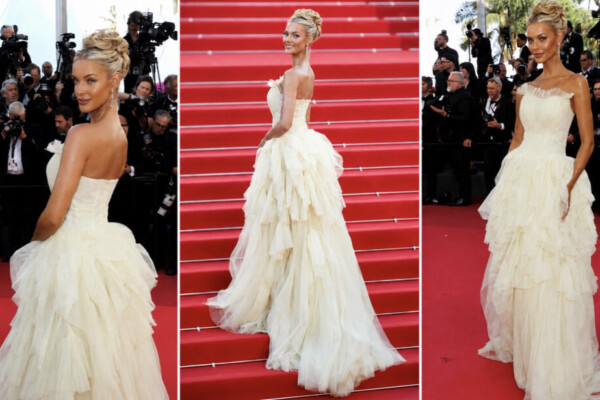 Miss Univers Victoria Kjær Theilvig illumine Cannes habillée en Christophe Guillarmé