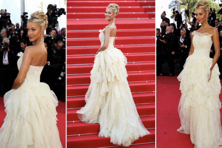 Miss Univers Victoria Kjær Theilvig illumine Cannes habillée en Christophe Guillarmé