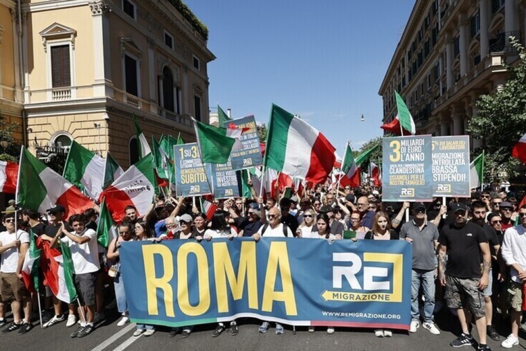 À Rome, manifestations massives autour de l’immigration : défilé de l’extrême droite et contre-mobilisations