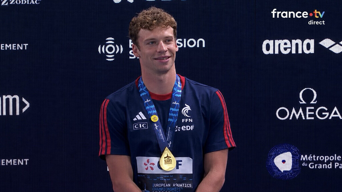 Natation : Léon Marchand champion d’Europe du 400m nage libre, deuxième médaille d’or en deux jours et record de France