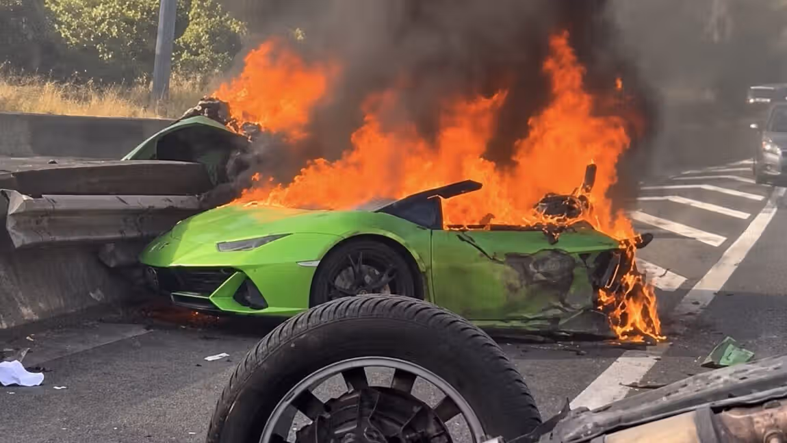 VIDÉO - Lamborghini en flammes sur l’A3, un père et son fils tués, 4 blessés dans l’autre voiture