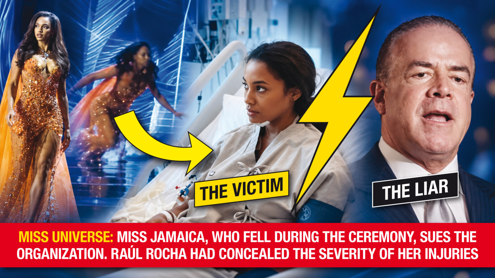 Miss Universe : Miss Jamaïque, qui avait chuté lors de la cérémonie, attaque l’organisation. Raúl Rocha avait menti sur la gravité de ses blessures