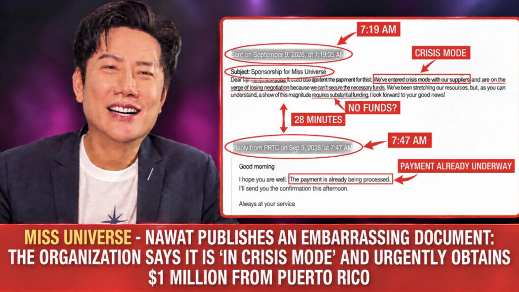 Miss Universe - Nawat publie un document embarrassant: l’organisation se dit «en mode crise» et obtient en urgence 1 million de dollars de Puerto Rico