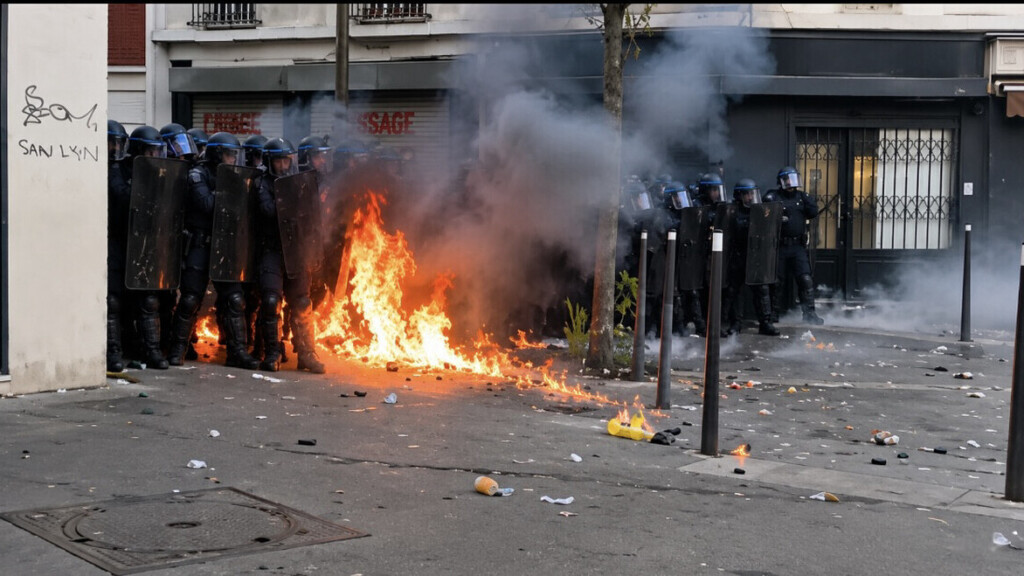 Manifestations: des policiers visés par des cocktails Molotov à Paris, des tensions dans toute la France