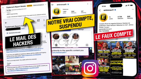 Alerte ! Le compte Instagram d'Entrevue a été hacké et une rançon a été demandée. Un faux profil usurpe notre identité