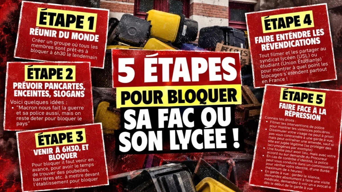 Poubelles, barrières, police, garde à vue : le guide hallucinant diffusé aux lycéens par l’USL et l’Union Étudiante pour «bloquer le pays»