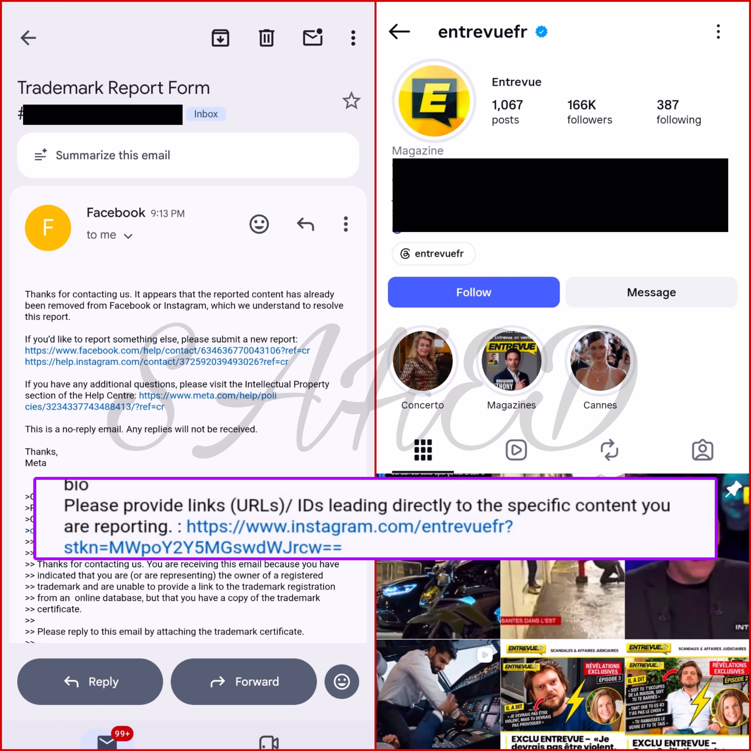 Alerte ! Le compte Instagram d’Entrevue a été hacké et une rançon a été demandée. Un faux profil usurpe notre identité