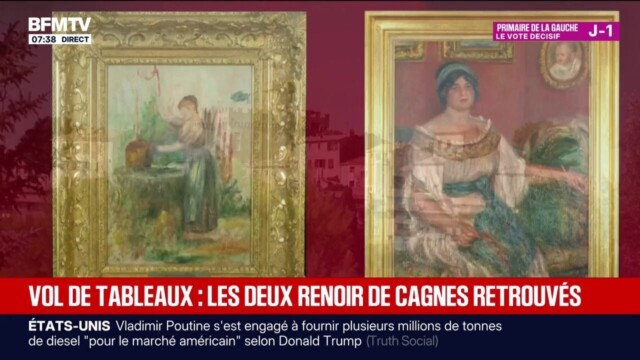 Tableaux Renoir volés : les deux œuvres confiées aux restaurateurs avant leur retour à Cagnes-sur-Mer